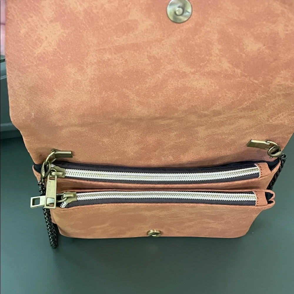 Street Level Terracotta Vegan Leather Crossbody/Clutch Purse